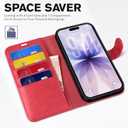 TUCCH Wallet Case for iPhone 17 (6.3-Inch) 2025, RFID Blocking 4 Card Slots | Kickstand | Magnetic Closure | PU Leather | Shockproof TPU Shell | Protective Flip Folio Cover | Red