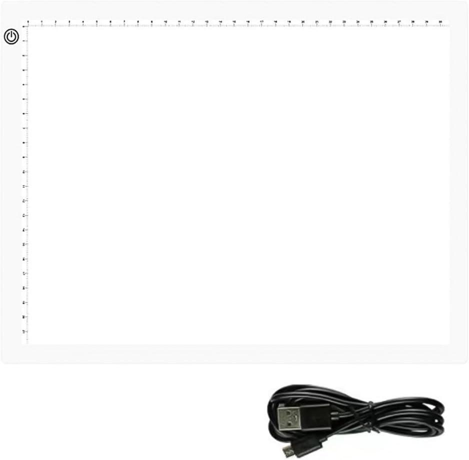 LED Tracing Light Pad, Ultra Thin Portable LED tracing Light Box, Led Copy Board Light Box, Adjustable Brightness, USB Power, for Tatto Drawing, Artists, Animation Sketching & Drawing via (White)
