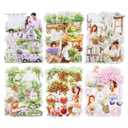 AuriicLeaf Garden Girl Sticker Set, 120PCS PET Vintage Nature Stickers for Journaling, Scrapbooking, Planner Supplies and DIY Crafts