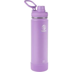 Takeya Actives Water Bottle with Spout Lid - Bottle with Double Stainless Steel Insulation - Dishwasher Safe & BPA-Free - Bottle with Spout Lid & Removable Bumper - 22 oz, Lilac