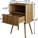 Nightstand,Modern Bedside Table with Storage Drawer and Open Wood Shelf, Accent Night Stand with Solid Wood Legs for Living Room, Bedroom and Small Spaces,Easy Assembly (Walnut Brown), 15.75 inches x 11.81 inches x 25.59 inches