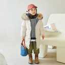 amropi Kids Girls Coats Hooded Puffer Jacket Winter Warm Parka Overcoat, 140 