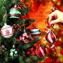 Hungdao 30 Pcs 2.36 Inches Shatterproof Christmas Tree Ball Ornaments Set, Plastic Red Green White Elf Glittering Xmas Hanging Bulbs Pendants for Christmas Tree Decoration Holiday Party Home Decor