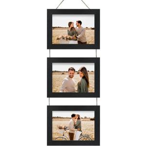 5x7 Wall Hanging Picture Frames Collage with 3 Opening Black Frames