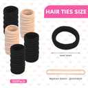 Hair Ties 100 Pack No Damage, Seamless Hair Bands Elastics Hair Accessories for Curly and Thick Heavy Women Girls (Blonde)