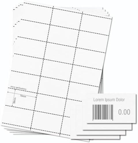 OfficeGear Shelf Edge Barcode Price Ticket Labels 21-up [25 Sheets - 525 Pack] 38x70mm Custom Printable A4 120gsm Card Micro-Perforated Non-Adhesive Merchandise Tag Includes Design Template