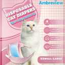 Ambreview Disposable Cat Diapers, Diapers for Female & Male Cats, 10 Count Size M, Easy to Put on & Doesn't Fall Off with Fur-Safety Fasteners, Female Kitten Diapers for Cats Dogs