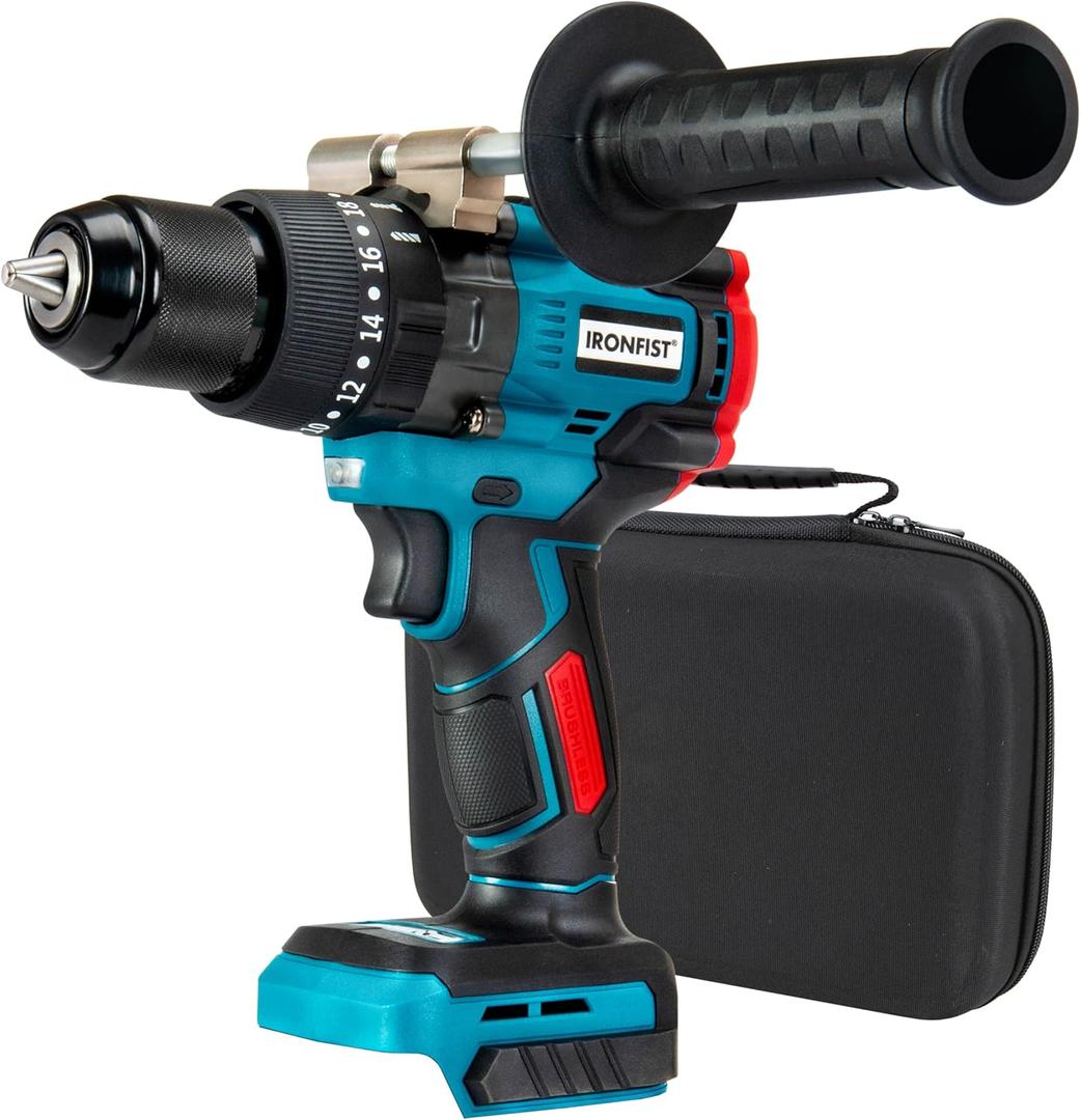 IRONFIST Cordless Drill for Makita 18V Batteries, 1/2 inch Metal Chuck Impact Drill/Driver, Brushless 150Nm MAX Torque, 2 Variable Speed 1250RPM for Professional (NO BATTERY)