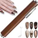 3 in 1 Nail Magnet, Multifunctional Cat Eye Gel Nail Polish Magnet Pen, 3D Magnetic Nail Polish Stick for Home DIY, Salon, Studio, Nail Art Design Tools (Brown)