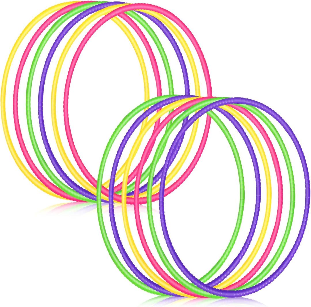 Sratte 12 Pcs Toy Hoop for Kid Detachable Adjustable Toy Hoop Colored Exercise Ring Plastic Circle for Kid Teen Gymnastics Dog Agility Equipment, Require Self Assembly(Simple Colors, 28 Inch)