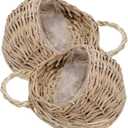 Woven Hanging Basket Wall Planter Small Rattan Flower Basket for Indoor Outdoor Decorative Storage Kitchen Bathroom Living Room 3.5X3X2.8 Inch