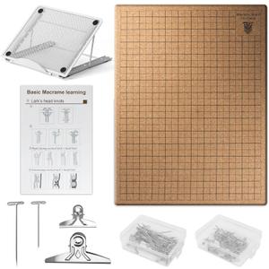 1216 Inch Macrame Board and Pins Kit, Double Sided Grids Handmade Braiding Macrame Board with Instructions - Perfect Macrame Tools and Supplies for Bracelet Creating, Knotting Creations