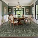 10x12 Green Washable Area Rugs for Living Room Vintage Boho Non Slip Large Rug Distressed Floral Carpet Indoor Retro Soft Low Pile Farmhouse Throw Rug for Bedroom Dining Nursery Office
