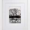 Egofine 11x14 Picture Frame White - Photo Frame Made of Solid Wood Covered by Plexiglass for Table Top Display Pictures 5x7/8x10 with Mat or 11x14 Without Mat - with Wall Mounting Hardware