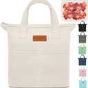 Lunch Box for Women, Lunch Bag for Women Men Adult Simple Reusable Lunchbox Insulated Lunchbag Large Capacity Lunch Boxes Cute Cooler, with Food Storage Bags for Work, Office or Picnic (Beige) (Medium 10L)