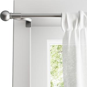 Zenna Home Adjustable Curtain Tension Rod with Decorative Round Finials, No Drill Small Window Rod, Easy Install Expandable Tension Curtain Rod for Windows, 28 to 48 Inch, Brushed Nickel