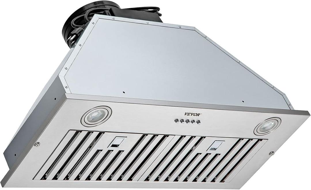 VEVOR Insert Range Hood, 800CFM 3-Speed, 27 Inch Stainless Steel Built-in Kitchen Vent with Push Button Control LED Lights Baffle Filters, Ducted/Ductless Convertible, ETL Listed