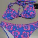 ZAFUL Bikini Sets for Women Halter Dual Straps Whip Stitch Floral Print Triangle 2 Pieces Bikini Swimsuits, small