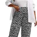 Yours Curve Women's Plus Size Paisley Cuffed Harem Pants (Black, 16)