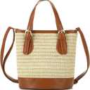Emprier Summer Straw Crossbody Bags for Women Summer Beach Bucket Bag Trendy Woven Handbags Top-handle Shoulder Purse