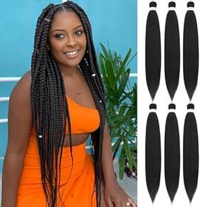30 Inch Braiding Hair 1b Black Braiding Hair Pre-Stretched Long Braid Professional Prestretched Hair For Braiding Hot Water Setting Crochet Braids Yaki Texture Itch Free(1B, 6 Packs, 30 Inch)