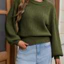 Saodimallsu Womens Batwing Long Sleeve Sweaters Casual Crewneck Loose Chunky Knit Fall Pullover Tops