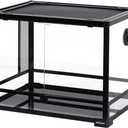 REPTI ZOO Large 34 Gallon Reptile Glass Tank,Front Opening Double Hinge Door 24" x 18" x 18", Screen Ventilation Terrarium (Backgrounds not Include)