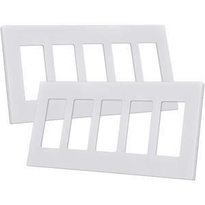 CML Decorator Screwless Wall Plate, 4-Gang Light Switch Covers, Decor Outlet Cover Plate, Standard Size 4.68X 8.34, Impact Resistant, White (2 Pack)
