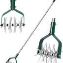 Garden Cultivator Adjustable Stainless Steel Handle, fine Rotary Cultivator Tiller for Small Scale Gardens Soil Loosening, Lawn Aeration, Fertilizer Mixing & Planting Preparation