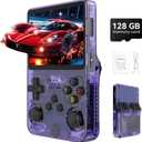 R36s Pro Retro Handheld Game Console, 3.5in IPS , 128GB Preloaded with 40000+Classic Games, Portable Game Console,30 +Game Emulator, Linux System,3500mah Rechargeable Battery (128G Purple)