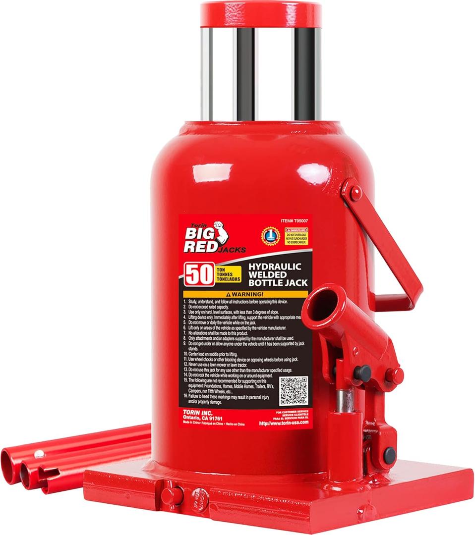 BIG RED 50 Ton (100,000 LBs) Capacity Hydraulic Welded Ultra Duty Bottle Jack, T95007
