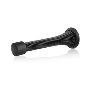 HOMOTEK 6 Pack Black Spring Door Stops,3-1/8" Heavy Duty - Flexible Door Stopper with Low Mounted Black Rubber Bumper Tips