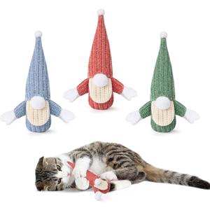 Potaroma Cat Toys 3 Pcs Catnip Crinkle Sound Santa Claus, Soft Durable Teething Material, Interactive Cat Kicker for Indoor Kitten Exercise 8.5 Inches for All Breeds