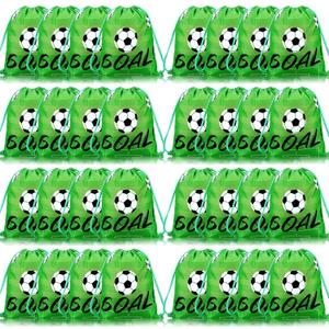 Sadnyy 32 Pcs Soccer Drawstring Bag Football Party Favor Backpack Sports Football Treat Bags Gift for Team Soccer Theme Birthday