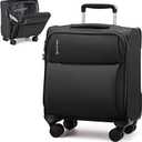 Hanke Underseat Carry On Luggage with Wheels, Lightweight Small Suitcase Airline Approved 16 Inch Softside Personal Item Travel Bag for Women Men, Compact Under Seat Luggage with Spinner Wheels,Black