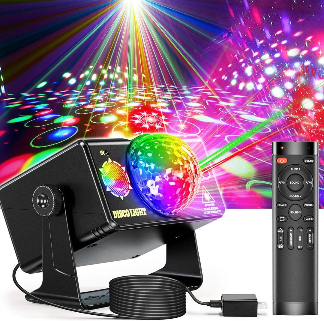 Party Lights, DJ Disco Light Disco Ball Light Sound Activated Strobe Stage Lights for Parties Birthday Christmas Gift Wedding Karaoke Bar Club Pub Dance Home Living Room Halloween Decorations