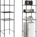 Huwena 4 Tier Mini Fridge Stand with Storage for Dorm Microwave Stand Over Mini Fridge Storage Shelf Adjustable Height Organizer for College Rooms Kitchen Pantry(Black)