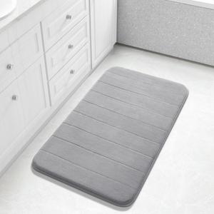 Yimobra Large Bath Mat 36"x24", Super Soft Quick Dry Memory Foam Bathroom Rug, Water Absorbent, Non Slip Backing Machine Washable for Tub Shower, Thick Comfort Support, Gray (Grey)