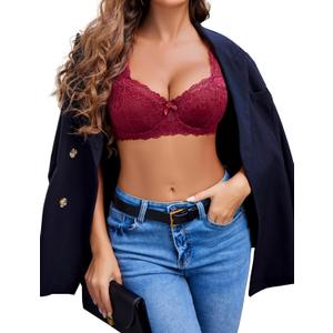 Avidlove Women's Lingerie Set Lace Bra and Panty Sets 2 Piece Lace Babydoll Outfits (Red, L)