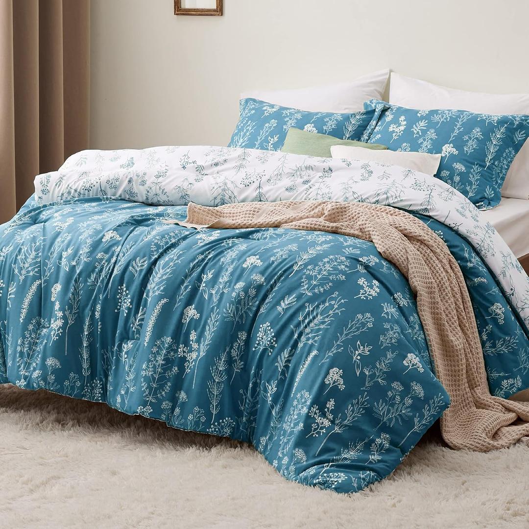 Bedsure Twin/Twin XL Comforter Set - Teal Blue Comforter, Cute Floral Bedding Comforter Sets, Gifts for Woman, 2 Pieces, 1 Soft Reversible Botanical Flowers Comforter and 1 Pillow Sham Bedsure Twin/Twin XL Comforter Set - Teal Blue Comforter, Cute Floral Bedding Comforter Sets, Gifts for Woman, 2 Pieces, 1 Soft Reversible Botanical Flowers Comforter and 1 Pillow Sham