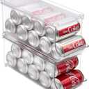 Sorbus Soda Can Organizer for Refrigerator - Stackable Holder Dispenser With Lid for Fridge, Pantry, Freezer - Holds 9 Cans Each, BPA-Free, Clear Design, Drink Organizer (2-Pack)