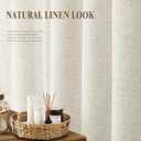 Linen Shower Curtain Flax Cream, Fabric Boho Farmhouse Shower Curtains for Bathroom Cotton Natural Cloth Liner Set 72" W x 72" L