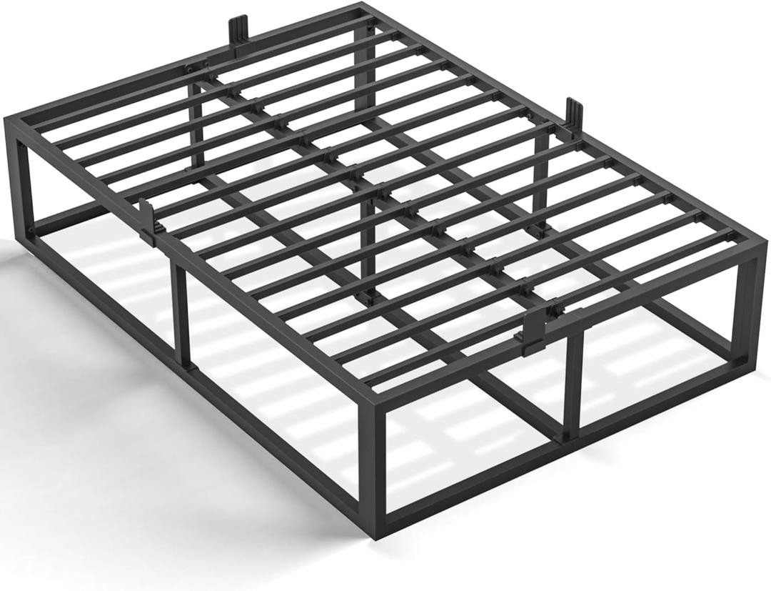 Bilily 18 Inch Full Bed Frame with Steel Slat Support,Heavy Duty Metal Platform Bed Frame Full Size Mattress Foundation,No Box Spring Needed,Easy Assembly,Noise Free,Black