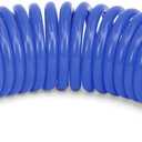HoseCoil 3/8 inch ID Self Coiling Garden, RV, Marine Outdoor Water Hose (25' Blue)