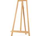 A - Frame Wooden Display Easel - Adjustable Lyre Beechwood Studio Easel Stand Holding Canvas Up to 90", Inclinable Artist Floor Painting Easel for Artwork Painting, Natural, 90 inches high