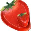 Ceramic Red Strawberry Chip and Dip Serving Trays, Appetizers and Cheeses Serving Platter, Ideal for Snacks, Veggies, Fruit-11inches