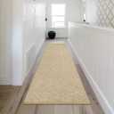 LEEVAN Hallway Runner Rug 10 ft, Cotton Woven Washable Rug, Tan Braided Low Pile Kitchen Modern Bathroom Rugs Long Front Door Floor Carpet for Classroom/Bedroom/Doorway, Tan/Cream, 2.6'x10'