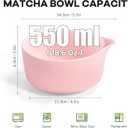 Pink Traditional Matcha Whisk Set, 5 Pcs Japanese Matcha Kit with Chawan Ceramic Bowl with Spout, Chasen Bamboo Whisk and Holder, Scoop, Sifter - Matcha Set Kit Gift for Ceremony Matcha Lattes Lover