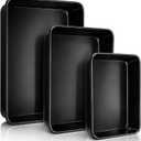 3 Pack Deep Baking Pan Set, 9/11/13 Inch Nonstick Roasting Pan, Rectangle Cake Pans, Heavy Duty Thickness Bakeware Roasting Tray, for Toaster Oven, Thanksgiving Christmas Roast Turkey(Black)