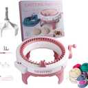 SENTRO 48 Needles Knitting Machine with Electric Adapter, Smart Weaving Loom Round Spinning Crochet Knitting Machines with Row Counter and Crank Handle Adapter Hex Steel Bit for Automatic Knit